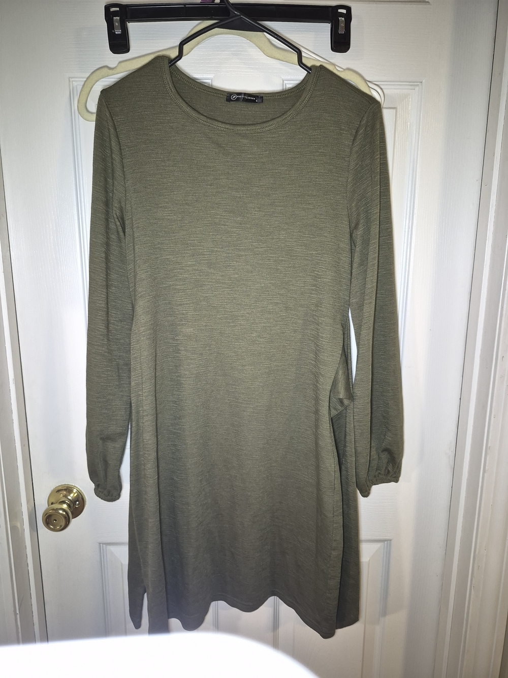 Olive Long Sleeve Shift Dress - Casual Everyday Style